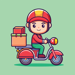 Cute courier boy with bike vector illustration