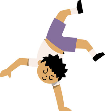 playful child doing somersaults.