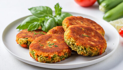 Vegetarian vegetable cutlets on a plate for dinner