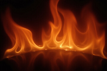 Fototapeta premium Dramatic fiery scene orange red flames dark surface reflective