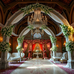 Fototapeta premium Photorealistic wedding venue with intricate decor and ornaments