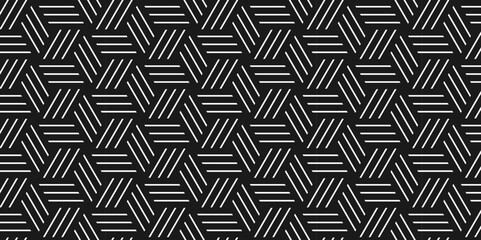 Seamless pattern Abstract geometric with stripes. White and black ornament. Vector geometrical diagonal fabric waves seamless texture.	
