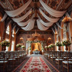 Obraz premium Photorealistic wedding venue with intricate decor and ornaments