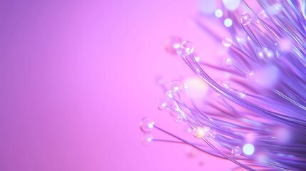 Obraz premium Colorful abstract representation of glowing strands with soft lights against a purple background