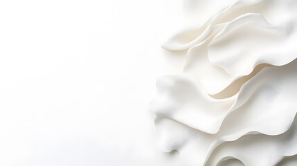 Elegant white waves background. Abstract smooth elegant white fabric silk texture soft background, flowing satin waves
