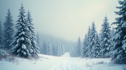 Naklejka premium winter landscape with trees