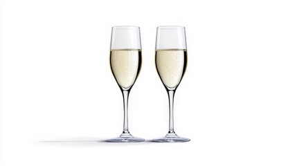 Two elegant champagne glasses with bubbly drink, perfect for celebration and special occasions, set against a clean background.