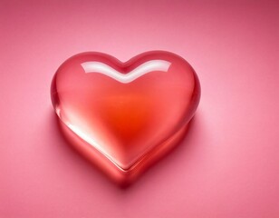 Obraz premium Transparent jelly heart with a glossy surface and soft pink tone. AI generated image.