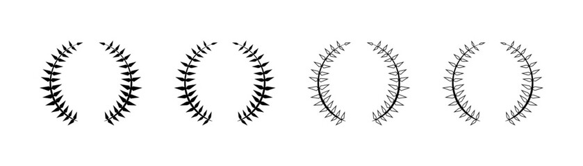 Wreath set icons. Linear and silhouette style. Vector icons.