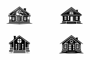 Set of Flat design house silhouette