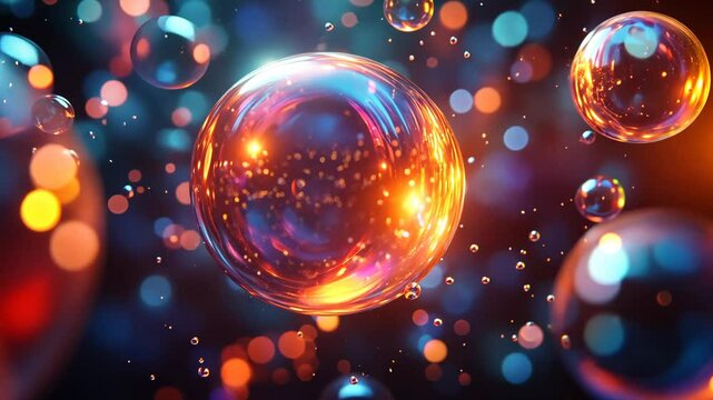 A Stunning Display of Colorful Bubbles in an Abstract Arrangement of Light and Reflection