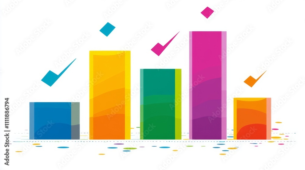 Poster Colorful Graph and Check Marks for Performance Analysis Visuals