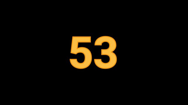 53 Number with confetti falling Animation