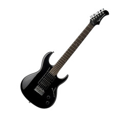 Naklejka premium Black electric guitar with sleek design. transparent background