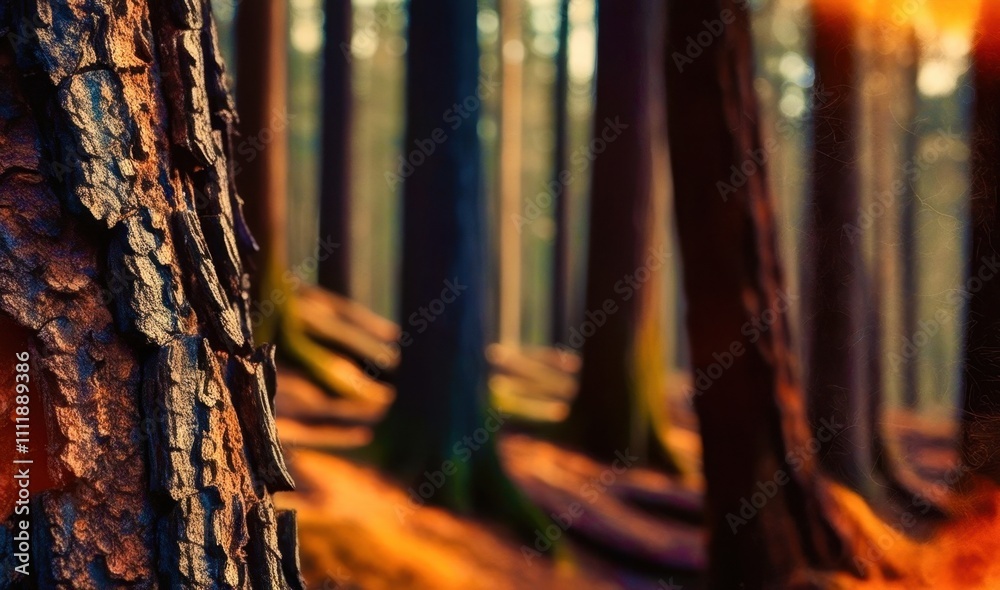 Poster tree trunk with a brown bark