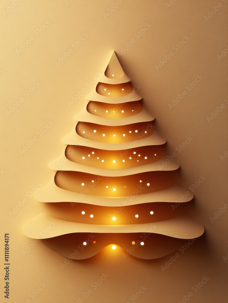 Leinwandbilder a decorative layered paper christmas tree features soft lighting, providing a perfect blank canvas f