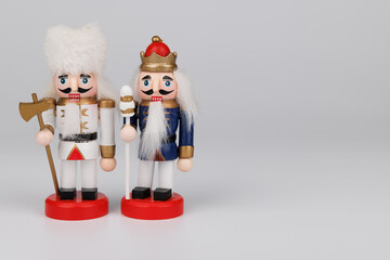 Charming Duo of Nutcracker Figurines with Original Hair for Christmas Decor