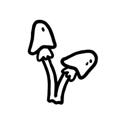 Mushrooms isolated on a white background. Vector hand-drawn doodle illustration. Perfect for decorations, logo, various designs.