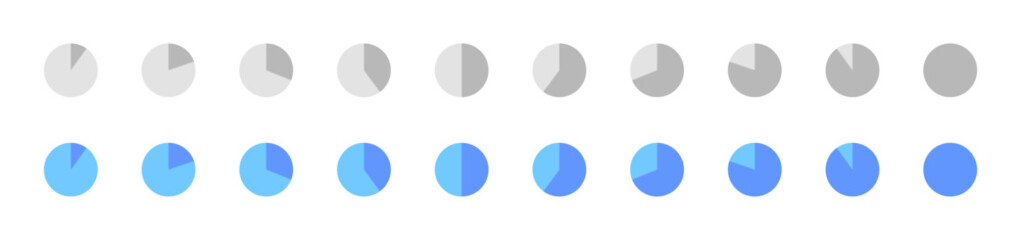 Pie chart set icons. Flat style. Vector icons.