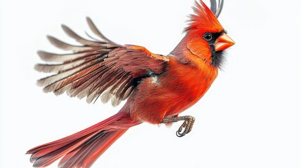 Fototapeta premium Northern Cardinal in Flight Vivid Red Feathers Wildlife Photography