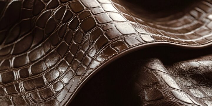 Brown leather item with a crocodile print
