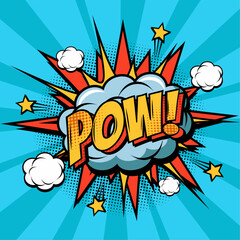Comic Text POW speech bubble in Pop Art style