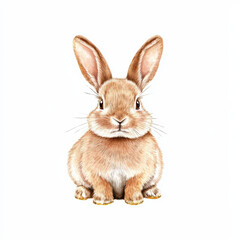 Obraz premium Fluffy baby rabbit illustration with soft fur and bright eyes, perfect for children decor or animal themed designs