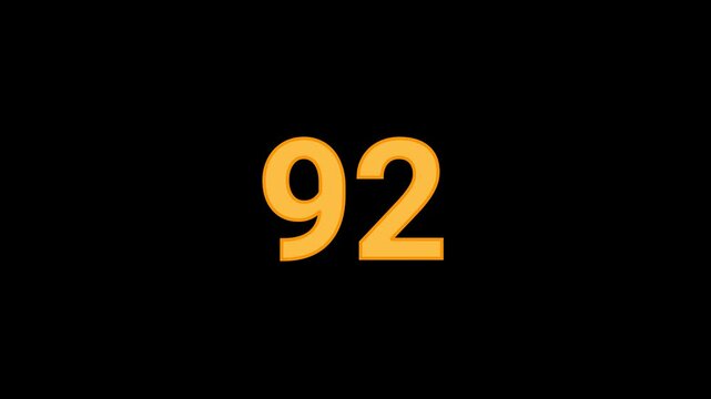 92 Number with confetti falling Animation