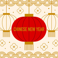 Chinese New Year template. Asian lanterns.