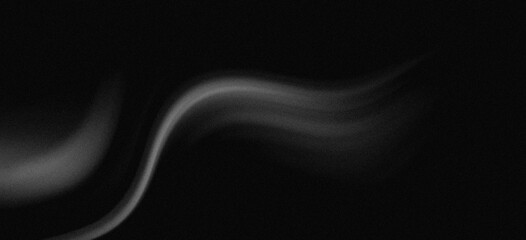 abstract glowing wave light gray grainy texture  on black background 