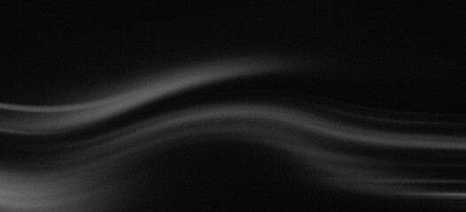 abstract glowing wave light gray grainy texture  on black background 