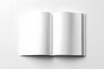 Magazine or book mockup top view. Blank page or notepad on solid background. 