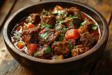 Fototapeta premium A bowl of stew with meat and vegetables