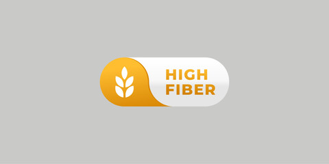 High fiber label or High fiber sign design element vector. High fiber icon for product packaging design element. High fiber label for packaging design element.