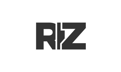 RIZ logo design template with strong and modern bold text. Initial based vector logotype featuring simple and minimal typography. Trendy company identity.
