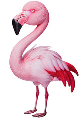 Obraz premium Vibrant Pink Flamingo isolated on white or transparent background, png clipart, design element