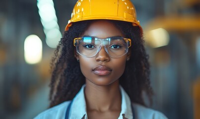 Young mixed race black african american female construction builder industrial factory worker electrician apprenticeship student on work placement