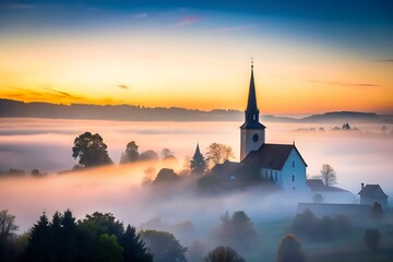 Fototapeta premium This collection of creative and unique background images captures the serene beauty of fog in nature, bustling cities, and tranquil villages. Featuring soft, misty textures, and atmospheric details, t