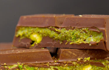Dubai chocolate, green kataifi and peanut butter. Trendy dessert.