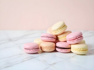 Obraz premium Minimalist composition of assorted colorful macarons