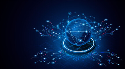 Global connection network background. World map. High-speed internet technology concept or fast wireless data transmission. modern internet network connection technology background	