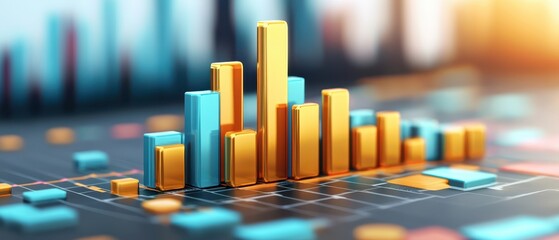 capital marketing golden banking chart exchange invest value, Growth gold bar financial investment stock diagram