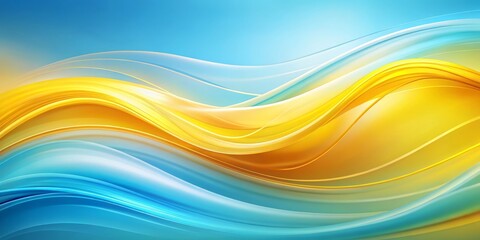 Abstract Colorful Background with Waves in Yellow and Light Blue &ndash; Perfect for Creative Projects and Designs