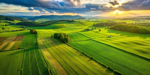 Aerial View of a Lush Green Grass Field with Expansive Copyspace Ideal for Backgrounds, Nature Themes, and Minimalist Designs for Various Creative Projects and Presentations