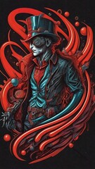 A man from the future, a steampunk portrait, representing the concept of mystery, danger, unknown