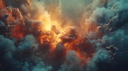 Fototapeta premium Colorful particle dust explosion for dynamic visuals