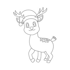 Cute Cartoon Christmas Reindeer Outline Illustration