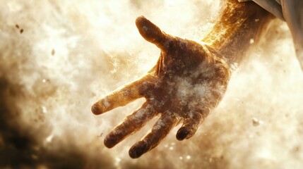 Fototapeta premium Hand Reaching Through Dust