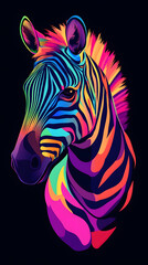 colorful Head of Zebra, Zebra Rainbow Head