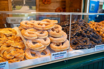 Brezen - Traditional baked goods at the Christmas market in Salzburg, Austria